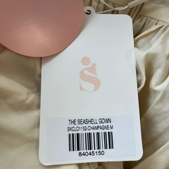 Selkie The Seashell Gown in Gold Medium Babydoll Puff Sleeve Regency Style - Picture 7 of 15